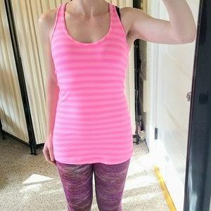 Pink striped Lululemon racerback tank